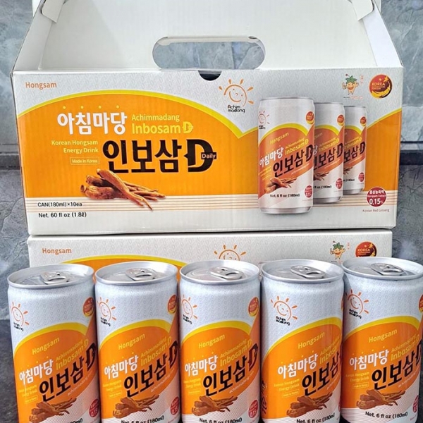  Nước Hồng Sâm 180ml x 10 Lon Inbosam D Achimmadang Hàn Quốc