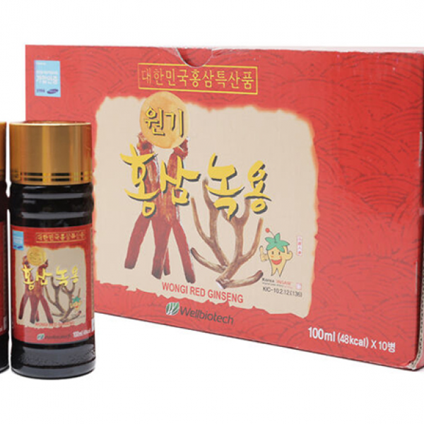 Nước Hồng Sâm Nhung Hươu Hàn Quốc Wongi Red Ginseng 10ml x 10 Lọ