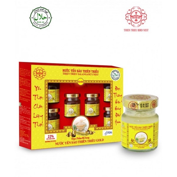 Yến Sào Cao Cấp Thiên Triều Có Đường GOLD Hộp 70ml x 6 Hũ 22%