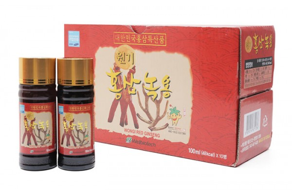 Nước Hồng Sâm Nhung Hươu Hàn Quốc Wongi Red Ginseng 10ml x 10 Lọ